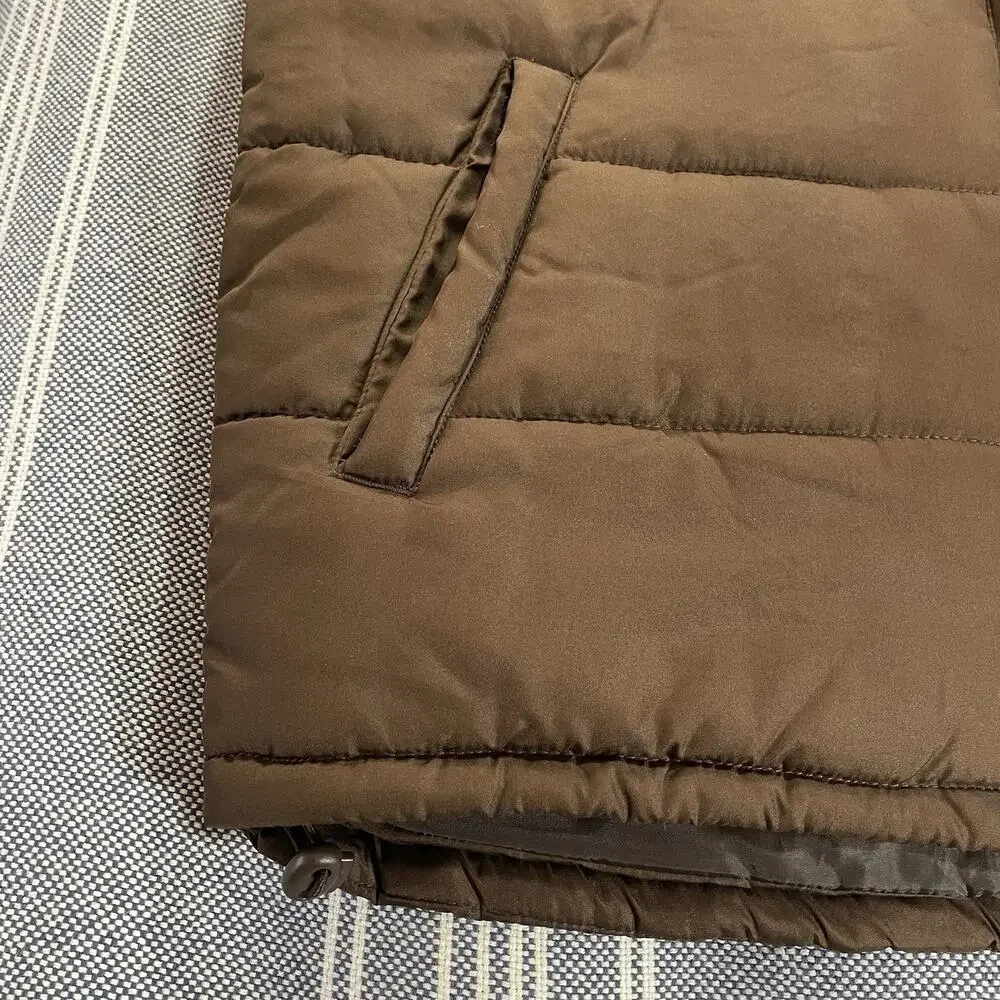 NordicTrack Puffer Vest Men's L Brown Full Zip Media Pocket Insulated Quilted